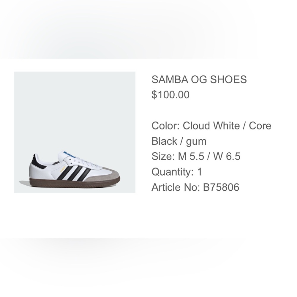 Adidas Samba White and Gray Sneakers - Picture 3 of 7